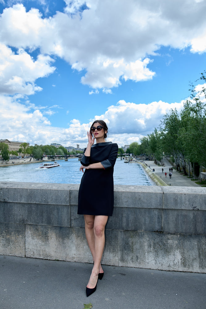 Straight Dress With Three Quarter Sleeves